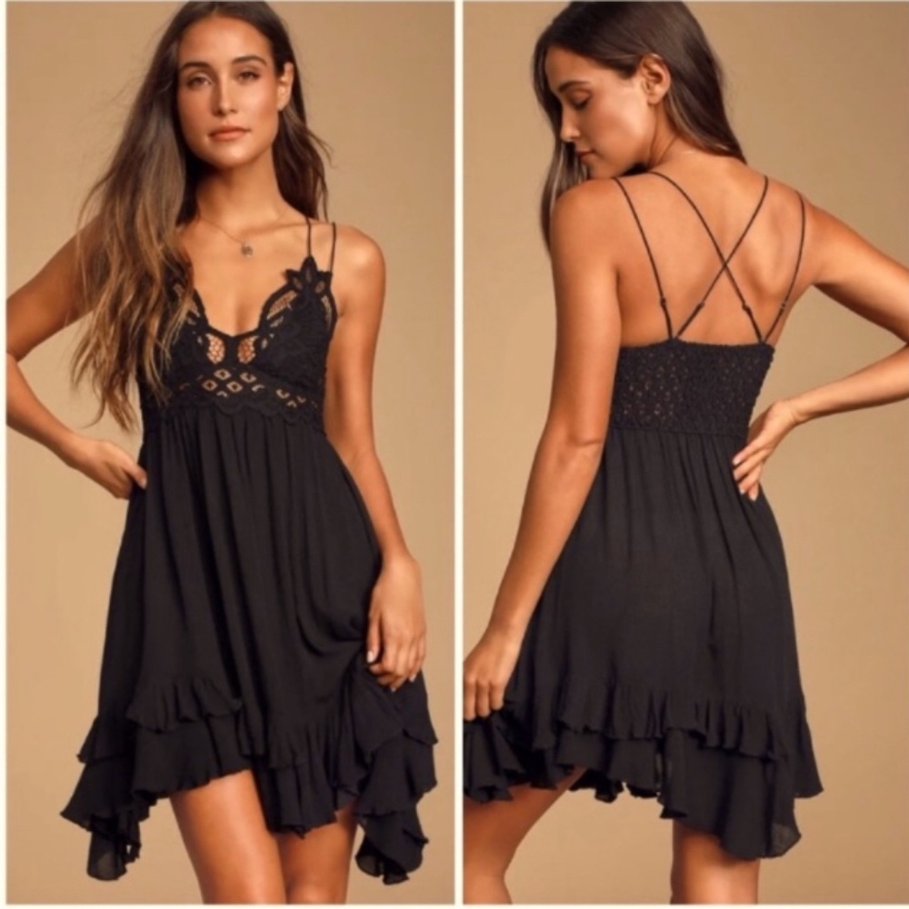 NWT Free People Adella Mini Slip Dress, Black, Size Small - Picture 4 of 14